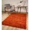 Terracotta Orange Shaggy Rug, Vancouver, Various Sizes