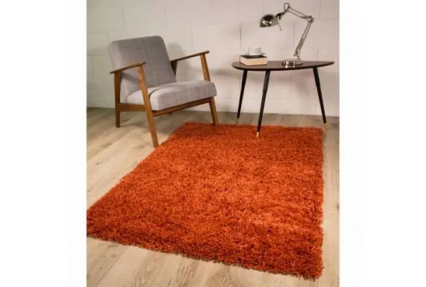 Terracotta orange shaggy rug, vancouver, various sizes