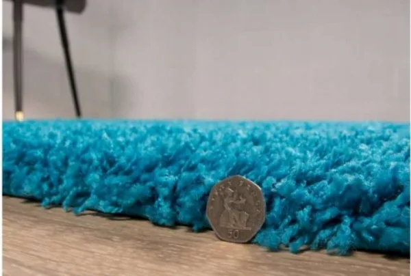 Teal blue shaggy rug, vancouver, various sizes