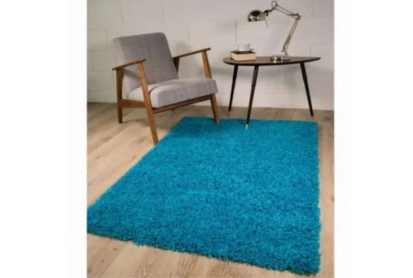 Teal blue shaggy rug, vancouver, various sizes