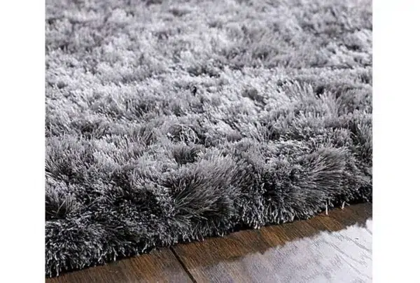 Shimmer thick pile shaggy rug, silver