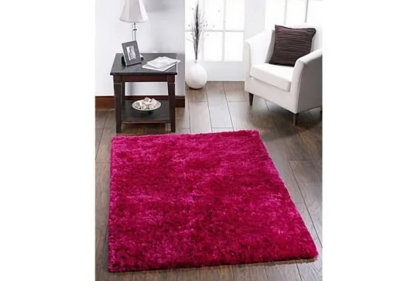 Shimmer thick pile shaggy rug, pink