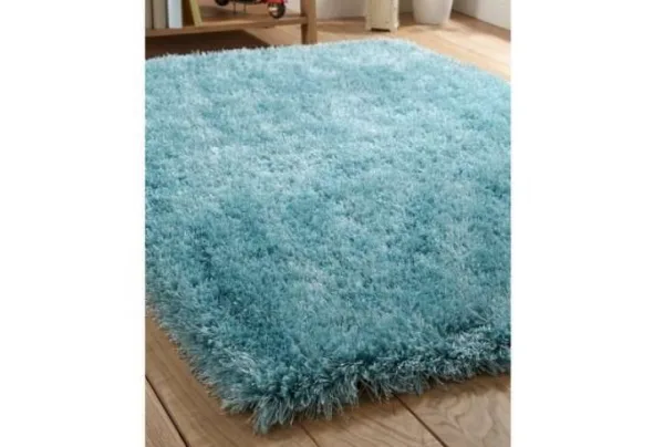 Boston shag pile rug, various sizes, duck egg blue