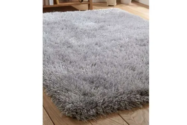 Boston shag pile rug, various sizes, silver