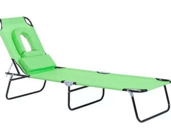 Alternative view of Green Sun Lounger With Reading Hole & Pillow
