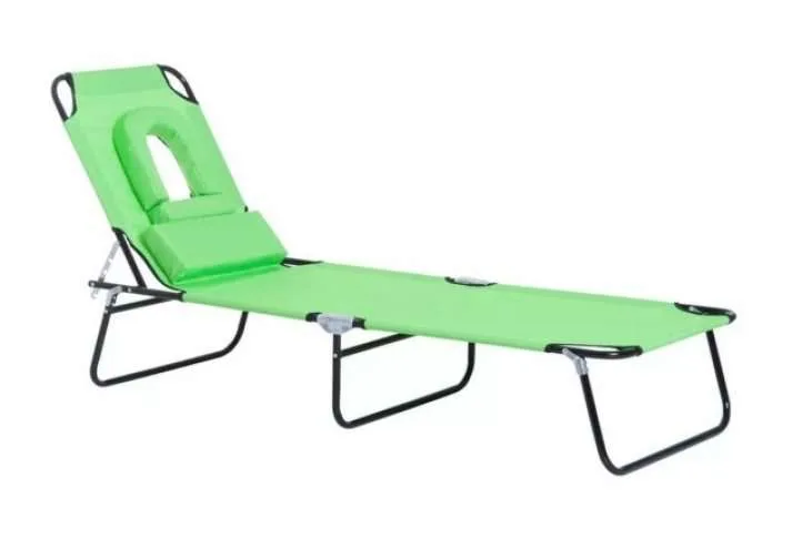 Green sun lounger with reading hole & pillow Green sun lounger with reading hole & pillow - image 2