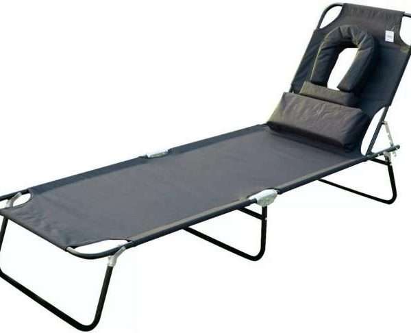 Alternative view of Black Sun Lounger With Reading Hole & Pillow