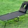 Black Sun Lounger With Reading Hole & Pillow