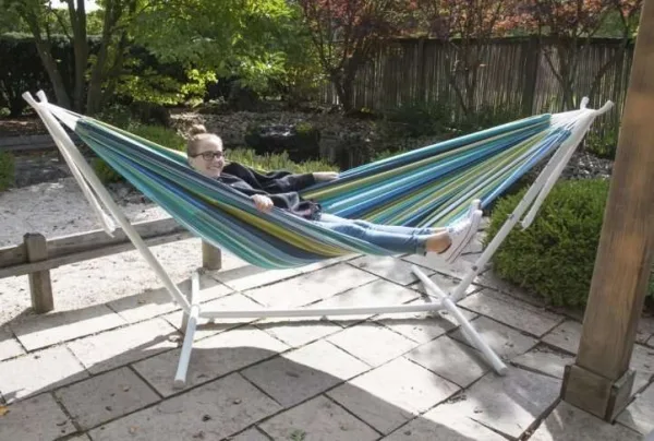 Double hammock with stand, cayo reef & white