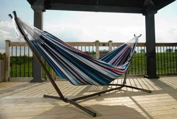 Double hammock with stand, denim