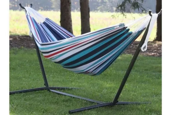 Double hammock with stand, denim