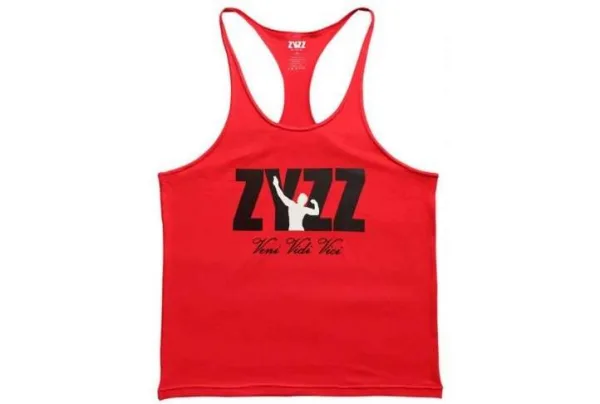 Musclealive mens bodybuilding zyzz string tank, red