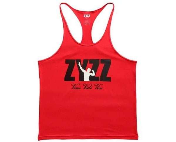 Musclealive Mens Bodybuilding ZYZZ String Tank, Red