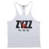 Musclealive Mens Bodybuilding ZYZZ String Tank, White