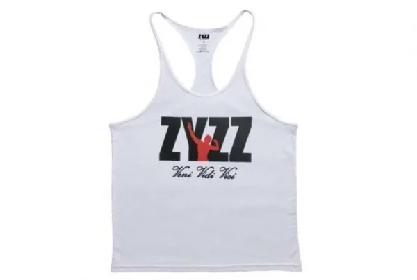 Musclealive mens bodybuilding zyzz string tank, white