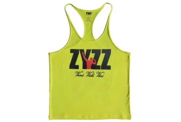 Musclealive mens bodybuilding zyzz string tank, yellow
