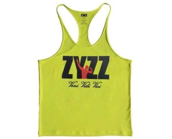 Musclealive Mens Bodybuilding ZYZZ String Tank, Yellow