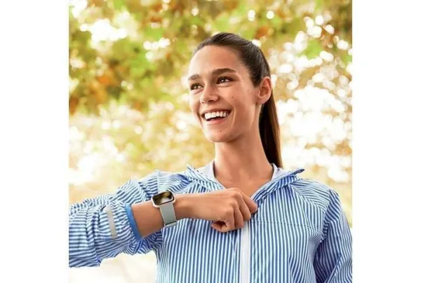 Fitbit versa smart fitness watch, periwinkle/rose gold