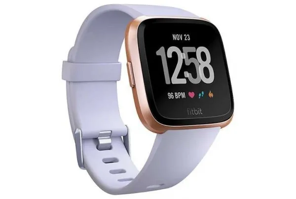 Fitbit versa smart fitness watch, periwinkle/rose gold