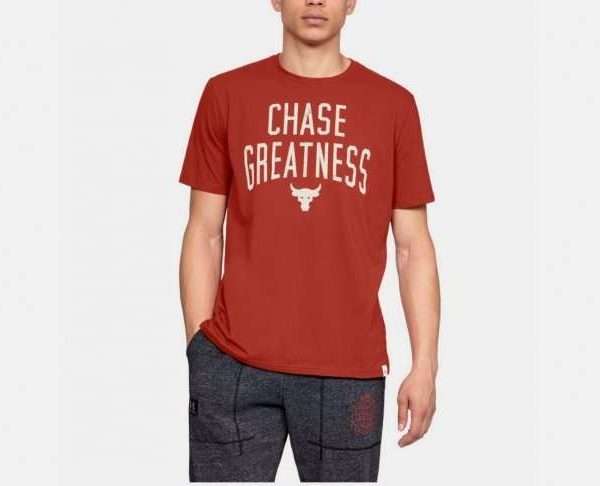 UA x Project Rock Chase Greatness T-Shirt, Orange