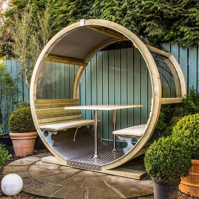 Unique garden wheel bench and table