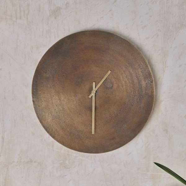 Okota wall clock, antique brass