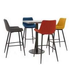 Moon Bar Table and 4 Rocket Bar Stools, Burnt Orange