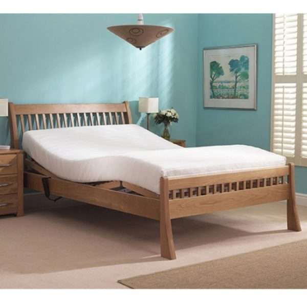 Harlech oak double adjustable bed