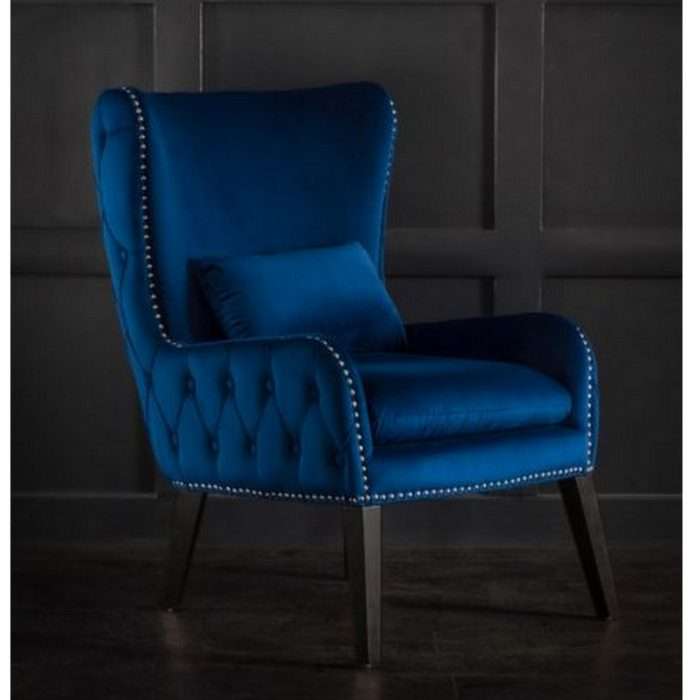 Margonia armchair velvet & deep button, ink blue