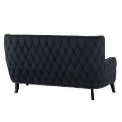 Margonia Two Seat Velvet Sofa - Black