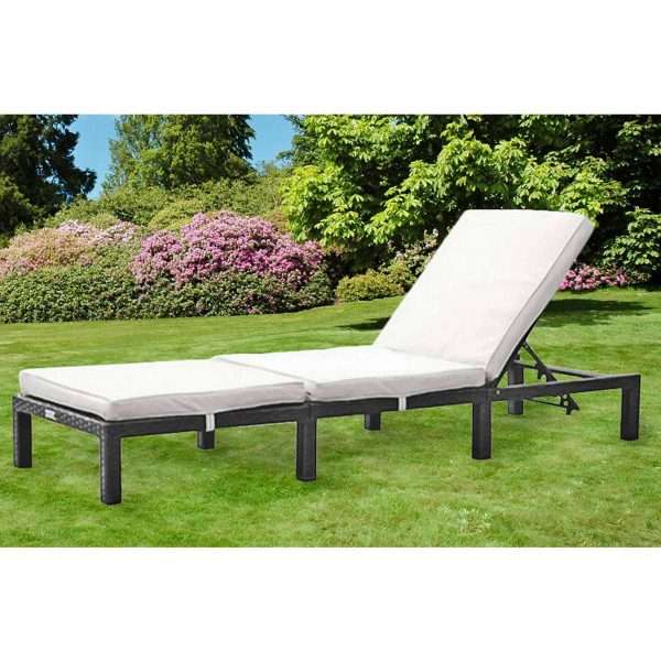 Janelle Reclining Sun Lounger with Cushion, Grey