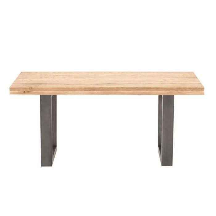 Rectangular earth oak & metal coffee table