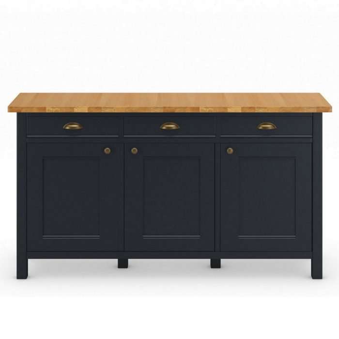 Padstow 3 drawer 2 cupboard sideboard, blue black