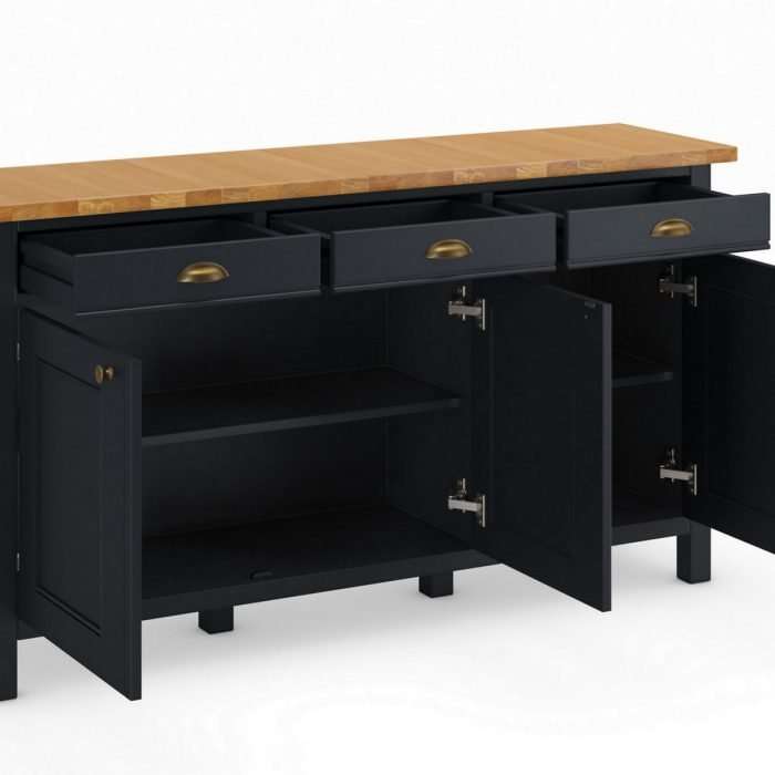 Padstow 3 drawer 2 cupboard sideboard, blue black