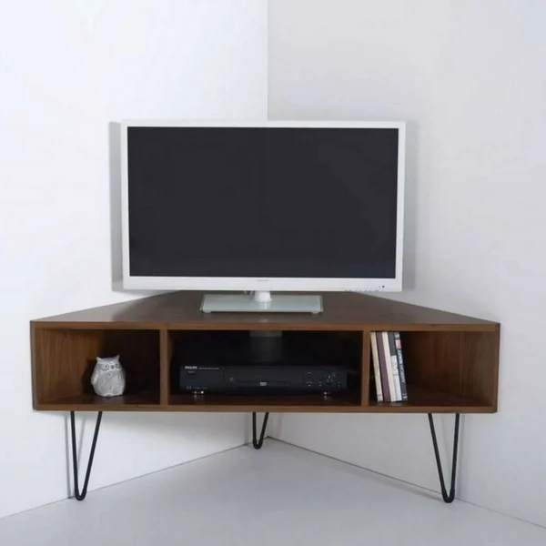 Watford vintage corner tv unit, walnut veneer