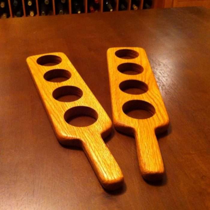 2 handmade red oak beer glass paddles