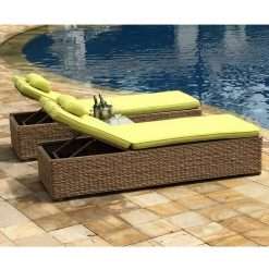 2 x Montana Rattan Sun Loungers & Free Table