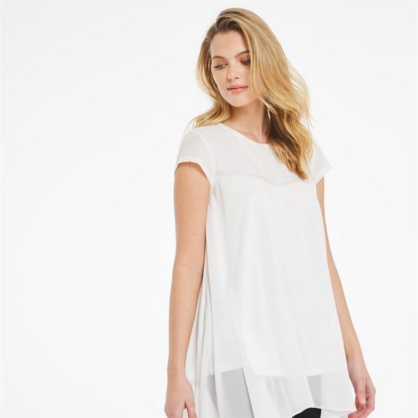 Joanna Hope Contrast Sequin Blouse, Ivory