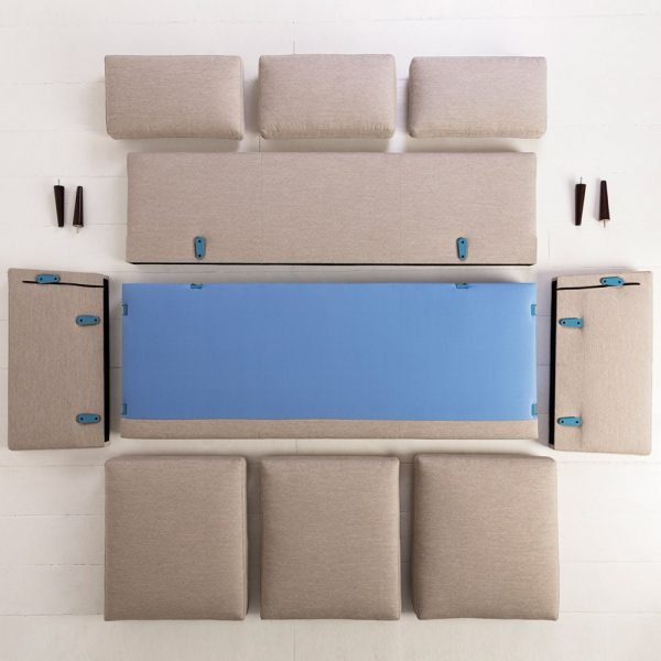 Swyft 3 seater sofa in a box, linen, seaglass