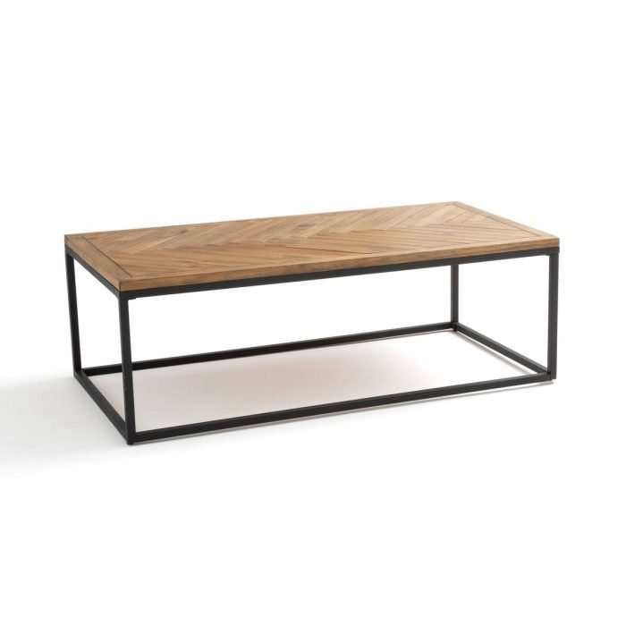 Nottingham metal & pine parquet coffee table