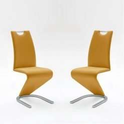 2 x Amado Dining Chair, Curry Faux Leather