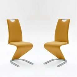 2 x Amado Dining Chair, Curry Faux Leather