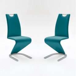 2 x Amado Dining Chair, Blue Faux Leather