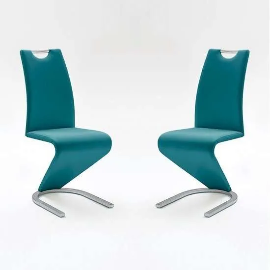 2 x amado dining chair, blue faux leather