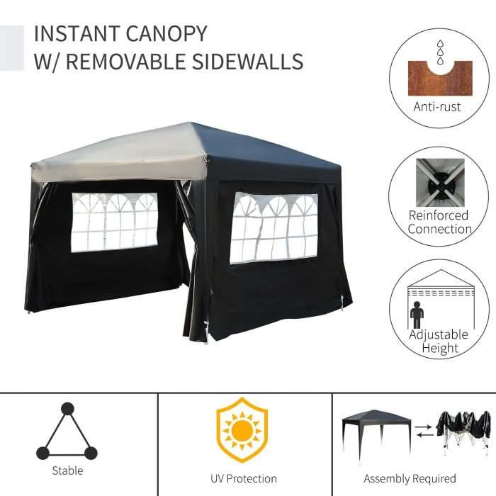 Outsunny 3 x 3m popup gazebo marquee, black