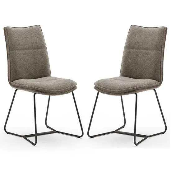 2 x ciko fabric dining chairs, cappuccino