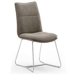 1 x ciko fabric & brushed steel dining chairs, cappuccino