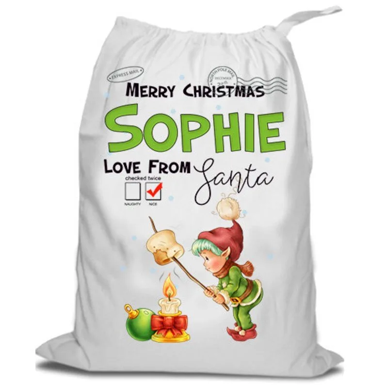 Personalised elf santa sack, 70cm Personalised elf santa sack, 70cm