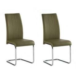 Monaco PU Leather Dining Chairs, Olive Green