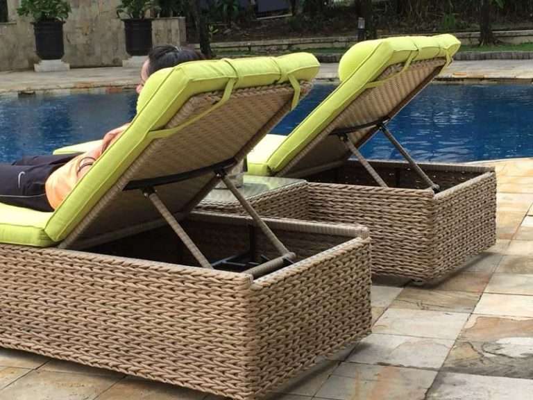 2 x montana rattan sun loungers & free table